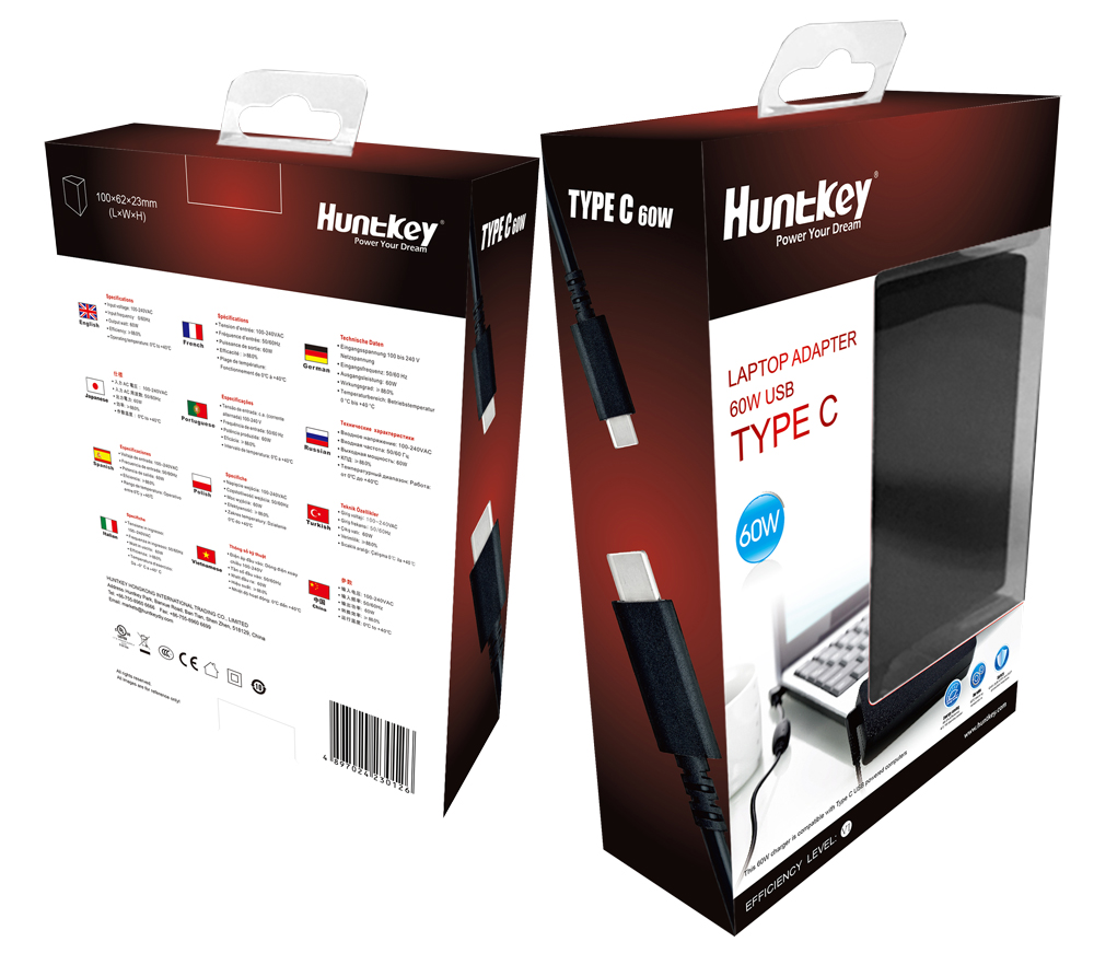 Huntkey Launches 60W USB Type-C Laptop Adapter