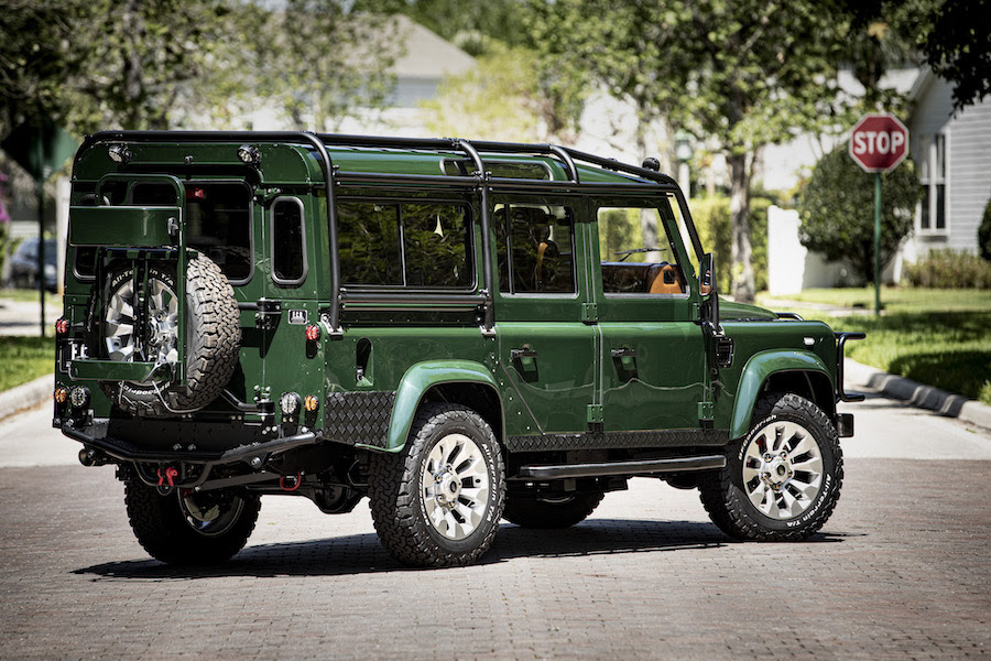 THIS BESPOKE DEFENDER 110 IS SO LUX; IT FEATURES A CUSTOM BUILT-IN PICNIC DRAWER —  WINE GLASSES INCLUDED